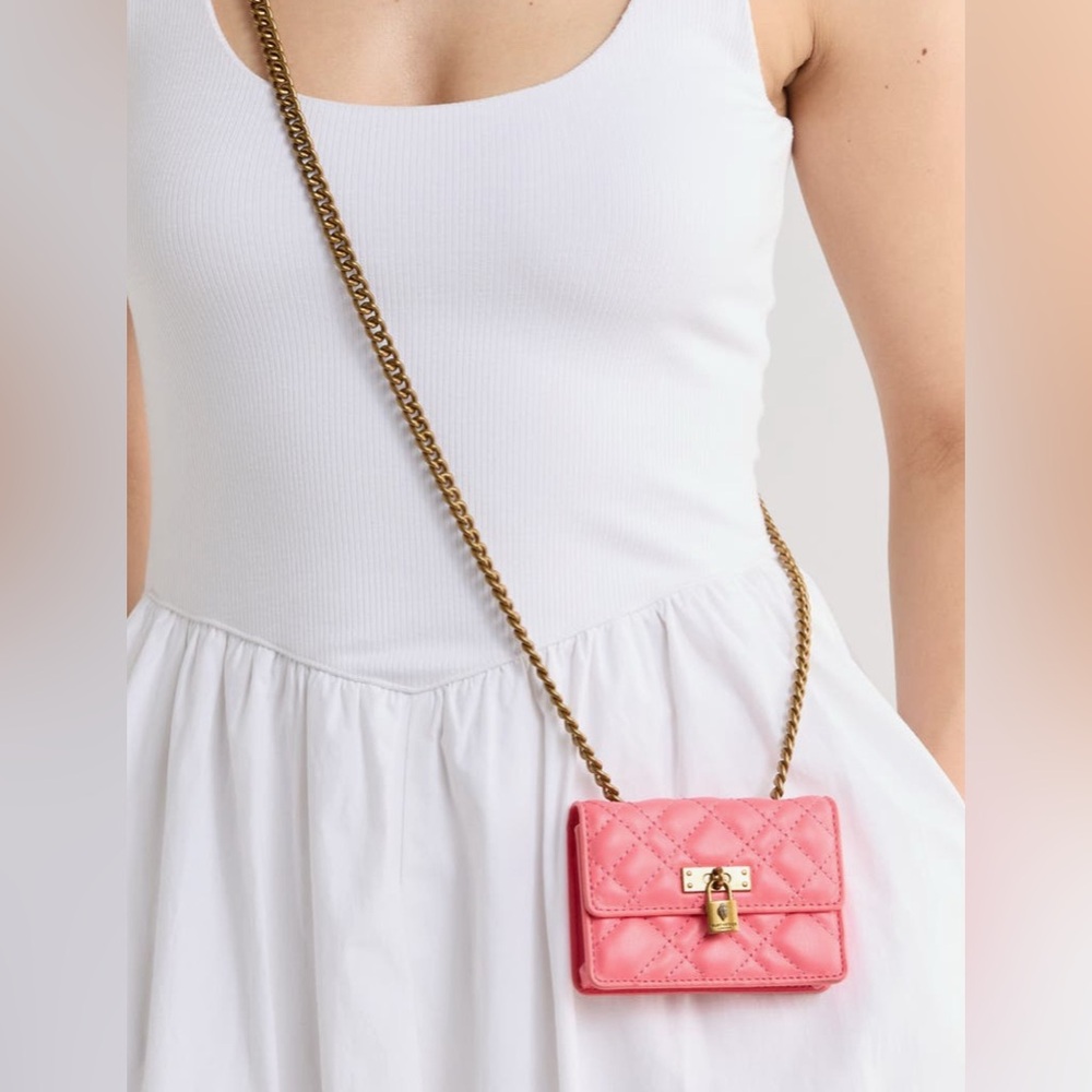 Kurt Geiger London Micro Brixton Quilted Shoulder Bag in Open Pink New w/ Tags - Picture 3 of 6